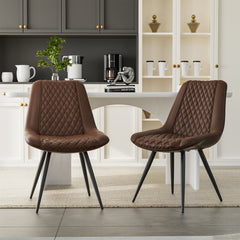Modern Faux Leather Dining Chair Urethane Cushion High Back Chair Set of 2 FU01067
