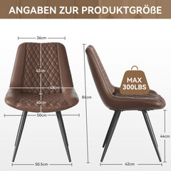 Modern Faux Leather Dining Chair Urethane Cushion High Back Chair Set of 2 FU01067