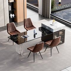 Modern Faux Leather Dining Chair Urethane Cushion High Back Chair Set of 2 FU01067