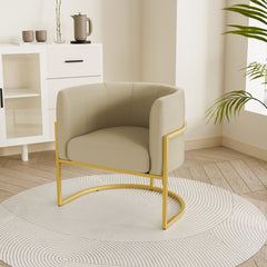 Stylish Modern Iron & Wood Accent Chair with Cotton Linen Upholstery FU01079