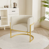 Stylish Modern Iron & Wood Accent Chair with Cotton Linen Upholstery FU01079