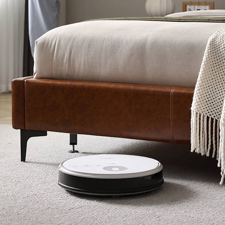 Luxurious Cal King Leather Bed in Dark Brown with Pine Frame & Upholstery Headboard Queen Design for Bedroom  Hersa-1627 Luxurious Cal King Leather Bed in Dark Brown with Pine Frame & Upholstery Headboard Queen Design for Bedroom  Hersa-1627