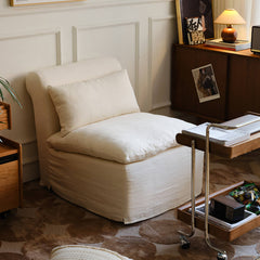 Luxurious White Sofa with Down and Cotton Linen Upholstery - Single Seater for Living Room Hersa-1640