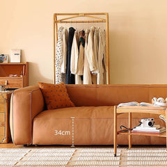 Luxurious Brown Leather Sofa with Durable Pine Frame and Down Filling - Loveseat & 3 Seater Design for Living Room Hersa-1647