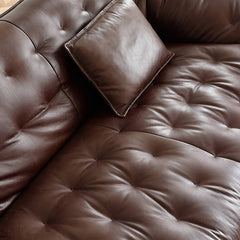 Luxurious Dark Brown Leather Sofa with Figure Cotton Filling & Durable Pine Frame - Modern Loveseat Design Hersa-1649