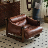Luxurious Dark Brown Genuine Leather Sofa with Ash Wood Frame - Modern Armchair for Living Room Hersa-1650