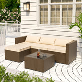 Modern Outdoor Rattan Sectional Sofa Set with Cushions and Coffee Table PA01002