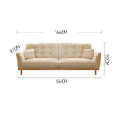 Elegant Beige Corduroy Sofa with Natural Oak and Pine Wood Frame - Plush Goose Down Cushions hmyf-1278