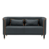 Luxury Dark Blue Sofa with Light Gray Accents and Wooden Touch - Perfect Blend of Techno Fabric and Style qm-2