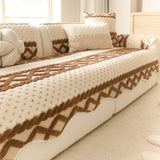 Cookie Pattern Plush Couch Cover, Soft Skin-Friendly Non-Slip Sofa Protector, Washable Furniture Cover for Pets, Kids and Living Room gsft-9032