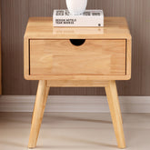 Stylish Natural Brown & White Nightstand - Rubber Wood & Pine Wood Construction hglna-1456