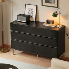 Solid Wood Chest of Drawers - Industrial Style Black Bauhaus Storage Cabinet with Drawers for Living Room and Bedroom Organization