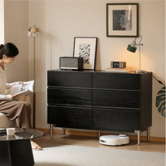 Solid Wood Chest of Drawers - Industrial Style Black Bauhaus Storage Cabinet with Drawers for Living Room and Bedroom Organization