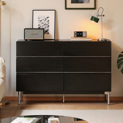 Solid Wood Chest of Drawers - Industrial Style Black Bauhaus Storage Cabinet with Drawers for Living Room and Bedroom Organization