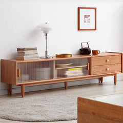 Stunning Cherry Wood TV Stand with Ample Storage - Modern Design for Your Living Room Y17N04