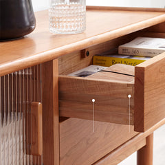 Stunning Cherry Wood TV Stand with Ample Storage - Modern Design for Your Living Room Y17N04