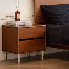 Solid Wood Nightstand - American Retro Style Bedside Table, Bauhaus Vintage Storage Cabinet for Bedroom