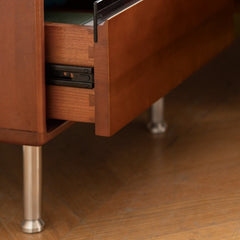 Solid Wood Nightstand - American Retro Style Bedside Table, Bauhaus Vintage Storage Cabinet for Bedroom