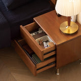 Solid Wood Nightstand - American Retro Style Bedside Table, Bauhaus Vintage Storage Cabinet for Bedroom