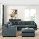 6-Seats Modular L-Shaped Sectional Sofa with Ottoman,10 Pillows, Oversized Upholstered Couch w/Removabled Down-Filled Seat Cushion for Living Room, Chenille Grey
