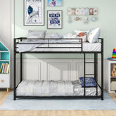 Twin-Over-Twin Metal Bunk Bed with Safety Guardrails - Black