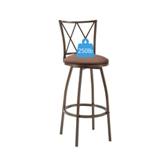 Set of 2 Industrial Bar Stools with Footrest, Brown