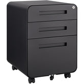 3 Drawer Mobile File Cabinet Under Desk Office,Simple Style Versatile Storage Cabinet for Legal/Letter/A4 Files, 5 Wheel Design Anti-Tilting Cold Rolled Steel Waterproof Moisture-Proof Black