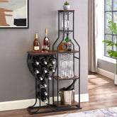 11-Bottle Wine Rack with Glass Holder, 5-Tier Bar Shelf