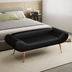 57" Black Velvet Bed Bench for Bedside or Porch Addition - Elegant Sofa Bench for Your Home