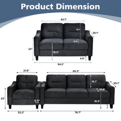 3-Piece Sectional Couch Set 1+2+3 for Home or Office