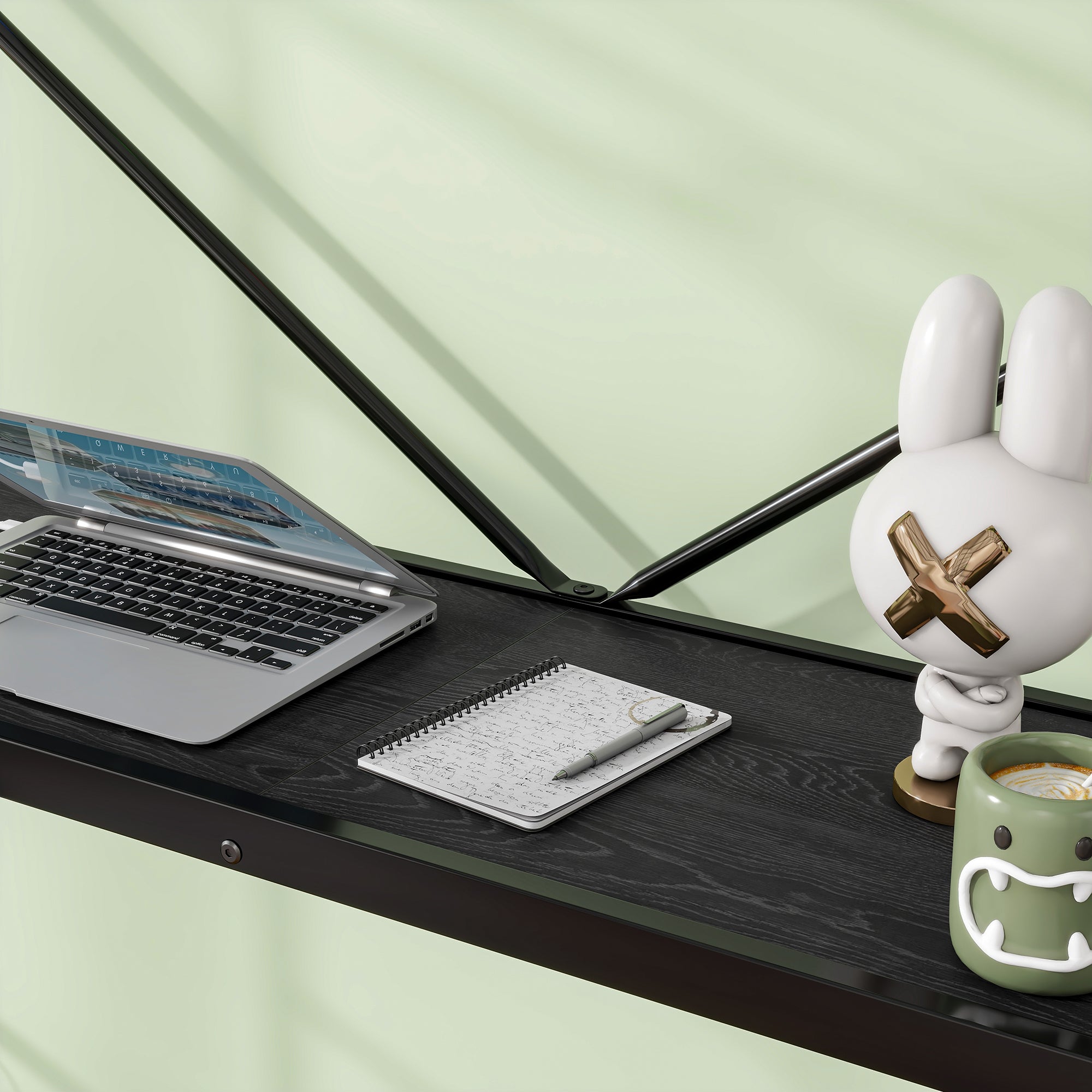 Twin Metal Loft Bed with Desk, Power Outlet & LED Light - Black Twin Metal Loft Bed with Desk, Power Outlet & LED Light - Black