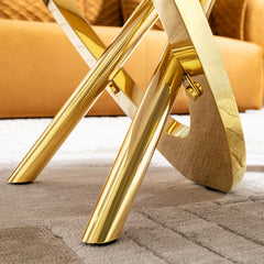 Gold Marble Coffee Table, 50.8" Modern Table for Living Room