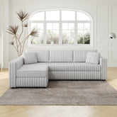106.3" L-shaped Sofa - Soft Rabbit Plush 4-Seater Design for Bedroom & Living Room, Light Gray