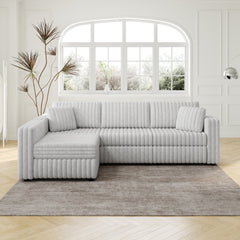 106.3" L-shaped Sofa - Soft Rabbit Plush 4-Seater Design for Bedroom & Living Room, Light Gray