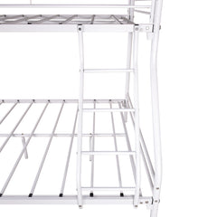 Twin-Over-Full Metal Bunk Bed with Guardrail, White