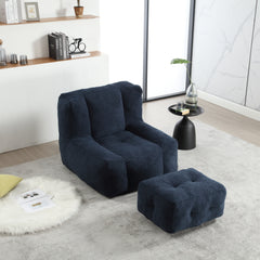 Fluffy bean bag chair, comfortable bean bag for adults and children, super soft lazy sofa chair with memory foam and ottoman, indoor modern focus bean bag chair for living room, bedroom, apartment