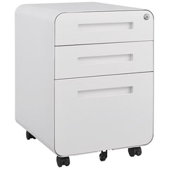 3 Drawer Mobile File Cabinet Under Desk Office,Simple Style Versatile Storage Cabinet for Legal/Letter/A4 Files, 5 Wheel Design Anti-Tilting Cold Rolled Steel Waterproof Moisture-Proof White