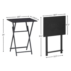 Black Folding TV Tray Table, No Assembly, Space-Saving