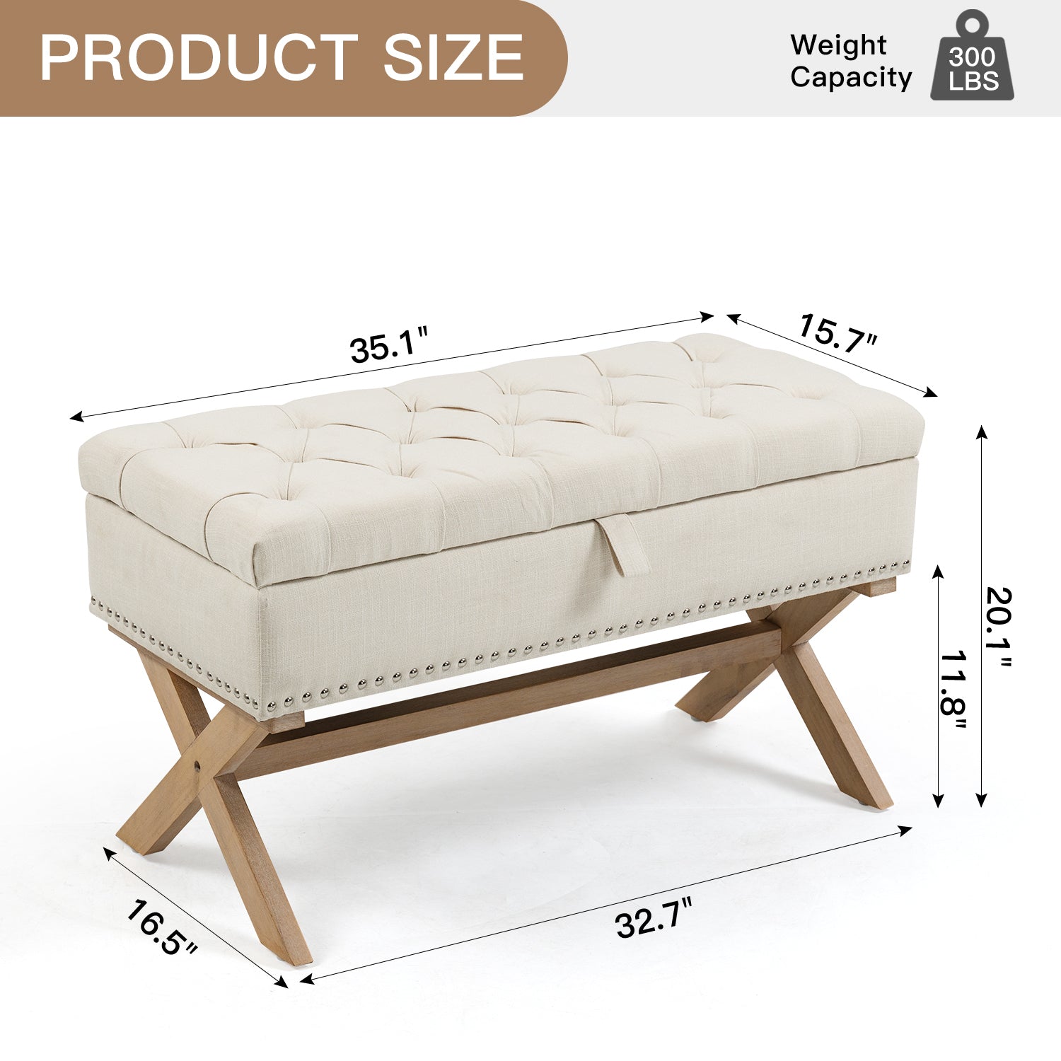 35 Inch Storage Ottoman, Button-Tufted Ottoman Linen Storage Bench, Ottoman with Storage 35 Inch Storage Ottoman, Button-Tufted Ottoman Linen Storage Bench, Ottoman with Storage