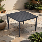 Outdoor Dining Table - 40"x40" Square Patio Aluminum with Tapered Feet & Umbrella Hole, Ember Black