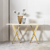Marble Pattern Console Table, Gold Steel Base, 0.78" Thick