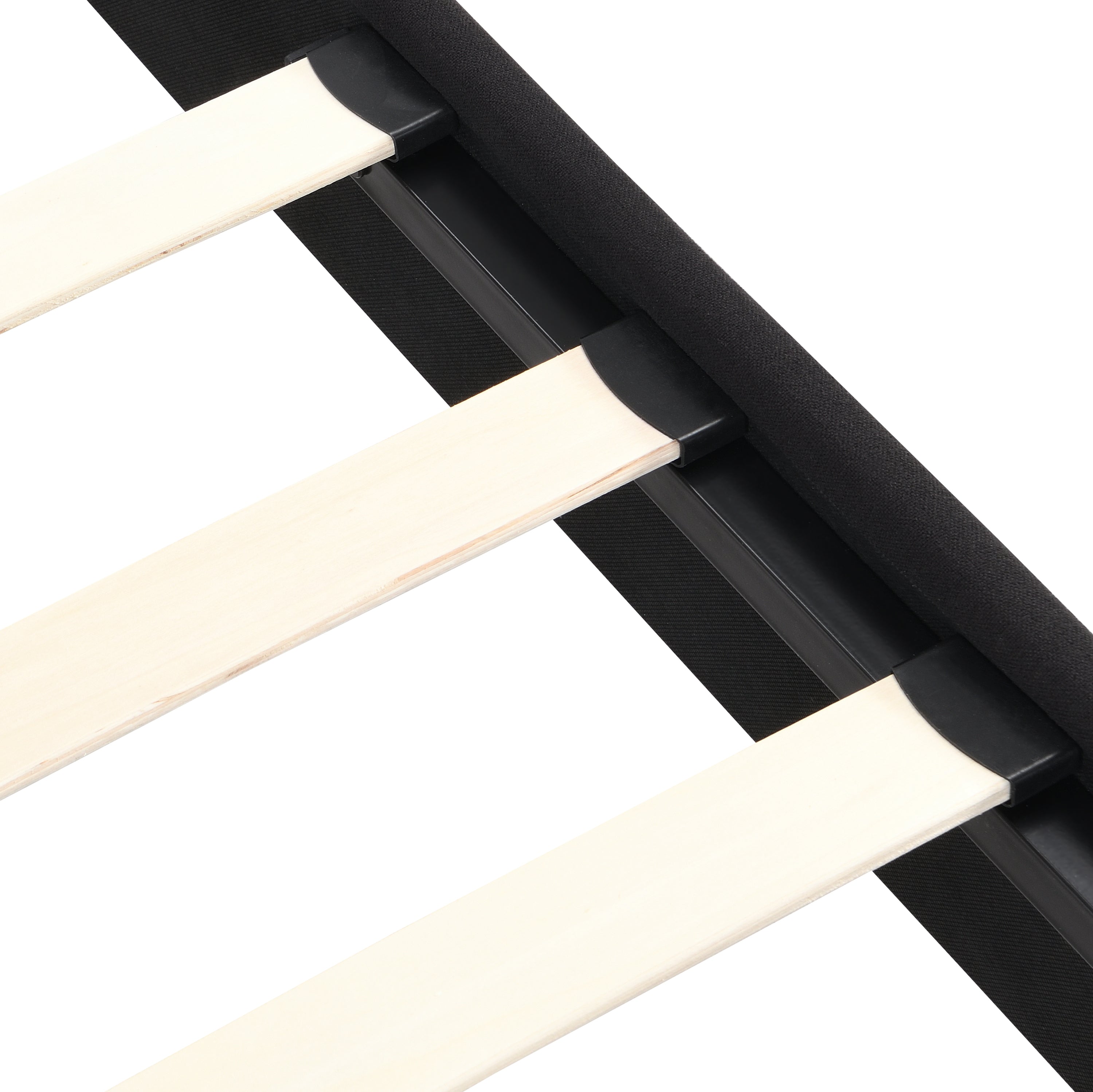 King Size Upholstered Platform Bed Frame with  Linen Fabric Headboard, No Box Spring Needed, Wood Slat Support, Easy Assembly, BLACK King Size Upholstered Platform Bed Frame with  Linen Fabric Headboard, No Box Spring Needed, Wood Slat Support, Easy Assembly, BLACK