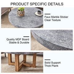 31.4" Modern Round Gray MDF Coffee Table - Retro Style for Living Rooms