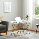 Gold & White Folding TV Tray Table, No Assembly Required