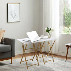 Gold & White Folding TV Tray Table, No Assembly Required