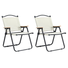 2-Piece Folding Outdoor Chairs for Camping, Patio, Backyard & BBQ, Beige