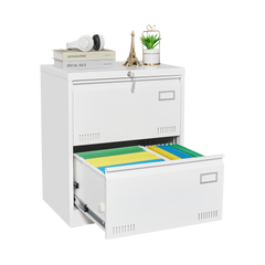 Filing Cabinet Lateral File Cabinet 2 Drawer, White Filing Cabinets with Lock, Locking Metal File Cabinets Three Drawer Office Cabinet for Legal/Letter/A4/F4 Home Offic