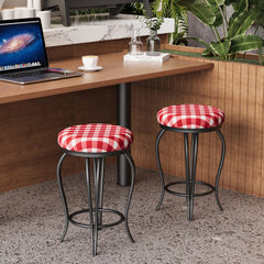 Set of 2 Bar Stools, 25.5" Industrial Counter Chairs with Footrest