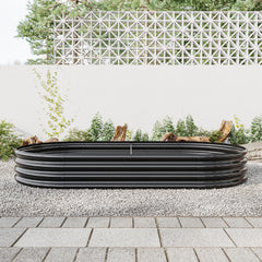 Large Oval Metal Raised Garden Bed, Outdoor Planter for Vegetables - Black