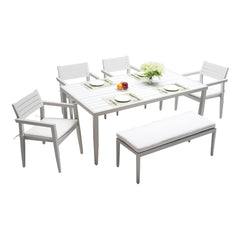 Outdoor Aluminum Bench with Sunbrella Fabric Cushion - Grayish